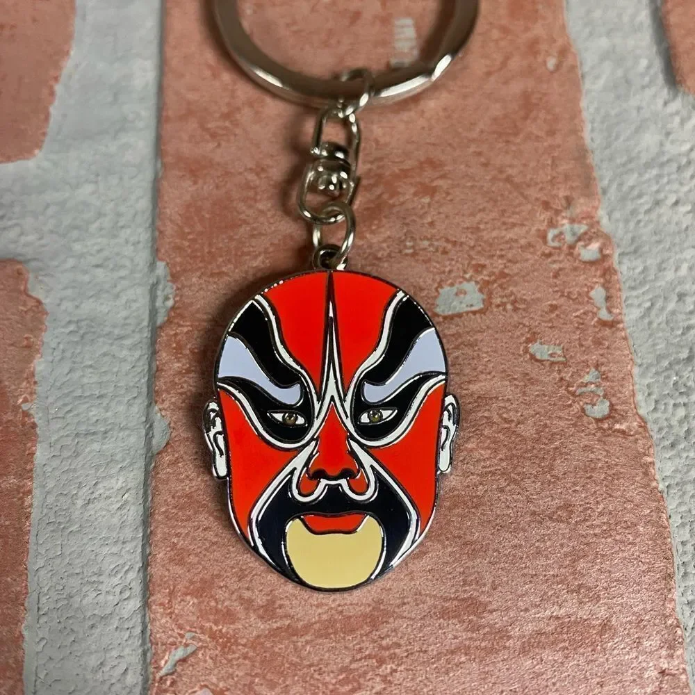 China Peking Opera Facial Makeup Mask Metal Key Tag Keychain